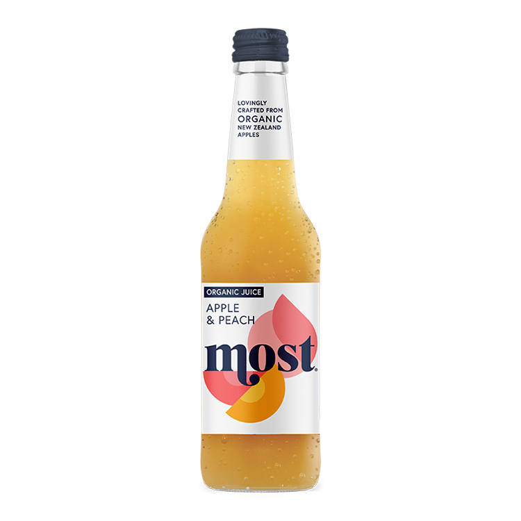 MOST Apple and Peach Organic Juice bottle