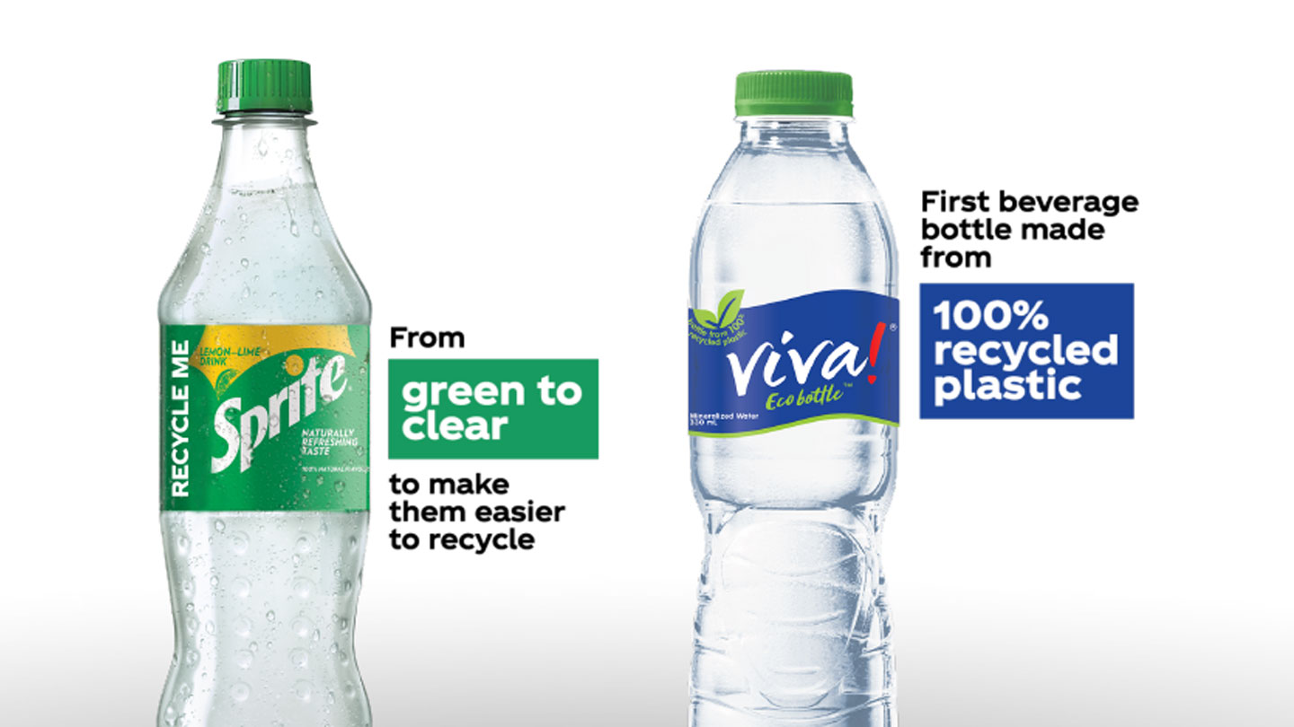A Sprite and a Viva! bottle 
