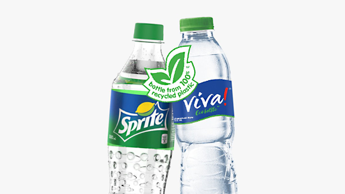 A Sprite and a Viva! bottle 