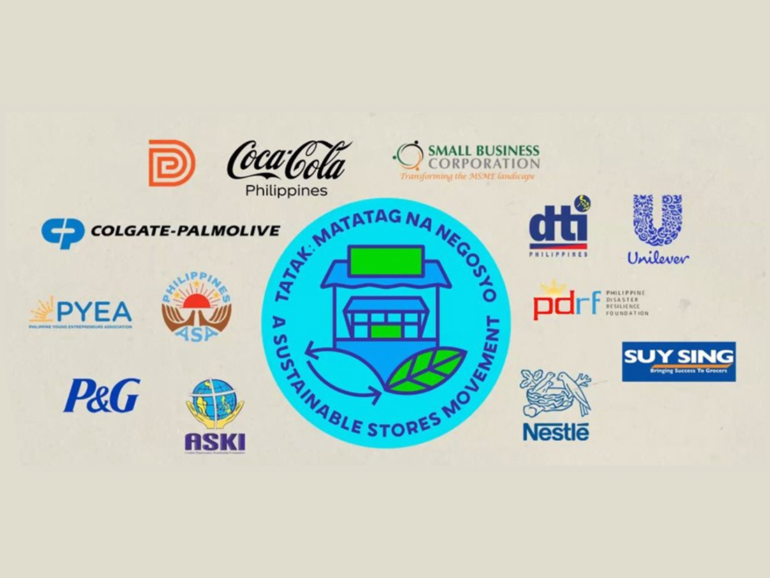 A banner showcasing brands supporting Tatak Matatag Na Negosyo Sustainable Stores Movement