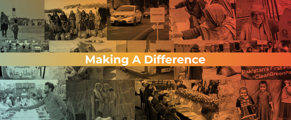 The phrase 'Making a Difference' displayed over a group of images of different people