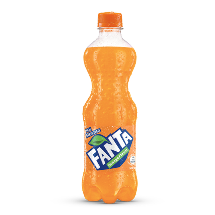 Fanta Orange bottle on white background