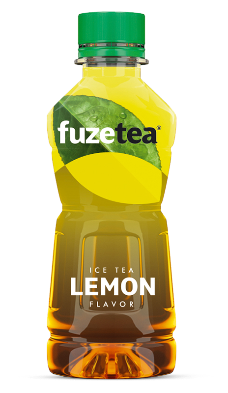 Fuze Tea Lemon bottle on white background