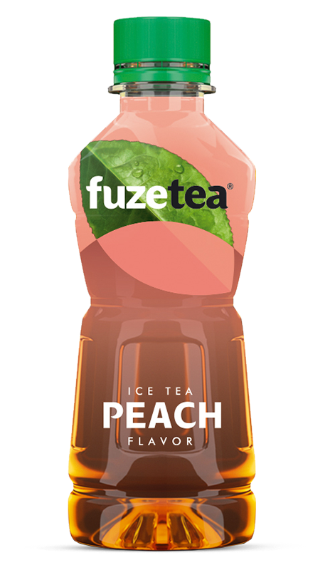 Fuze Tea Peach bottle on white background 