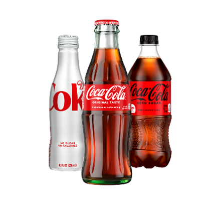 Coca-Cola bottles with a white background