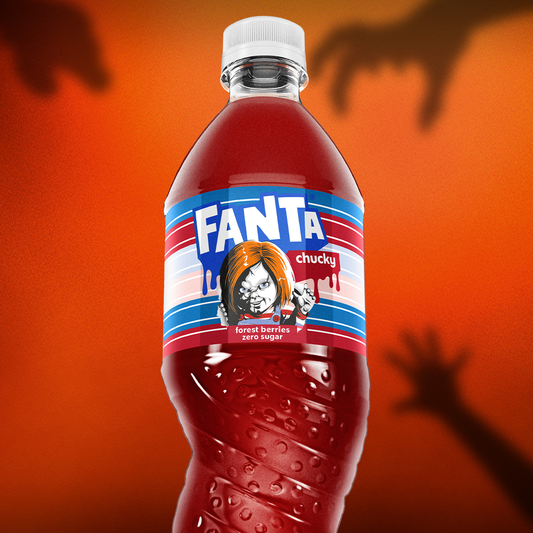 Limitowana Fanta Mixed Berry z wizerunkiem Chucky na etykiecie