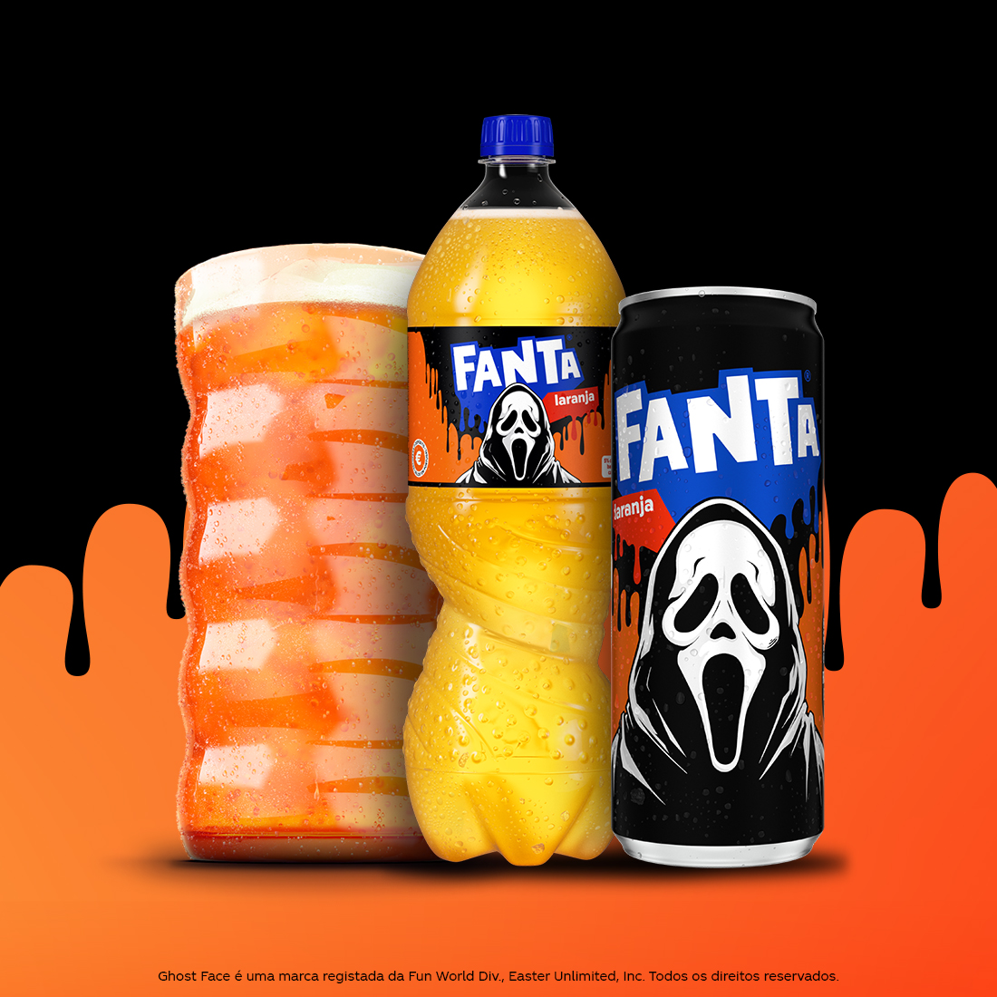 Embalagens de edição limitada Halloween de Fanta Laranja, em lata 330 ml e PET 1.5L