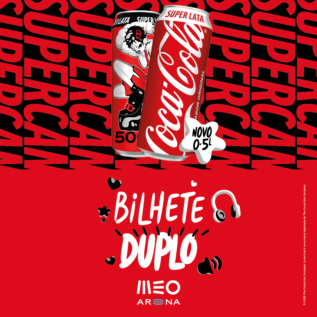Promoção Coca‑Cola com Super Lata e Bilhete Duplo