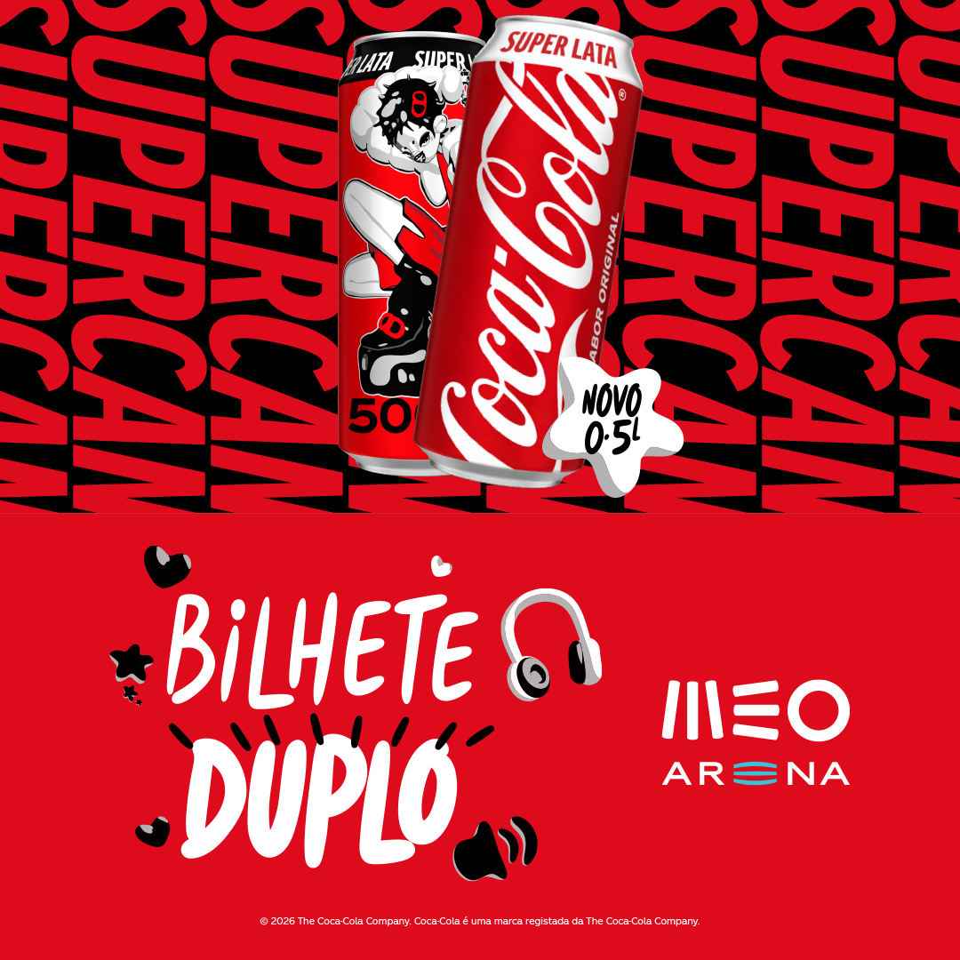 Promoção Coca‑Cola com Super Lata e Bilhete Duplo