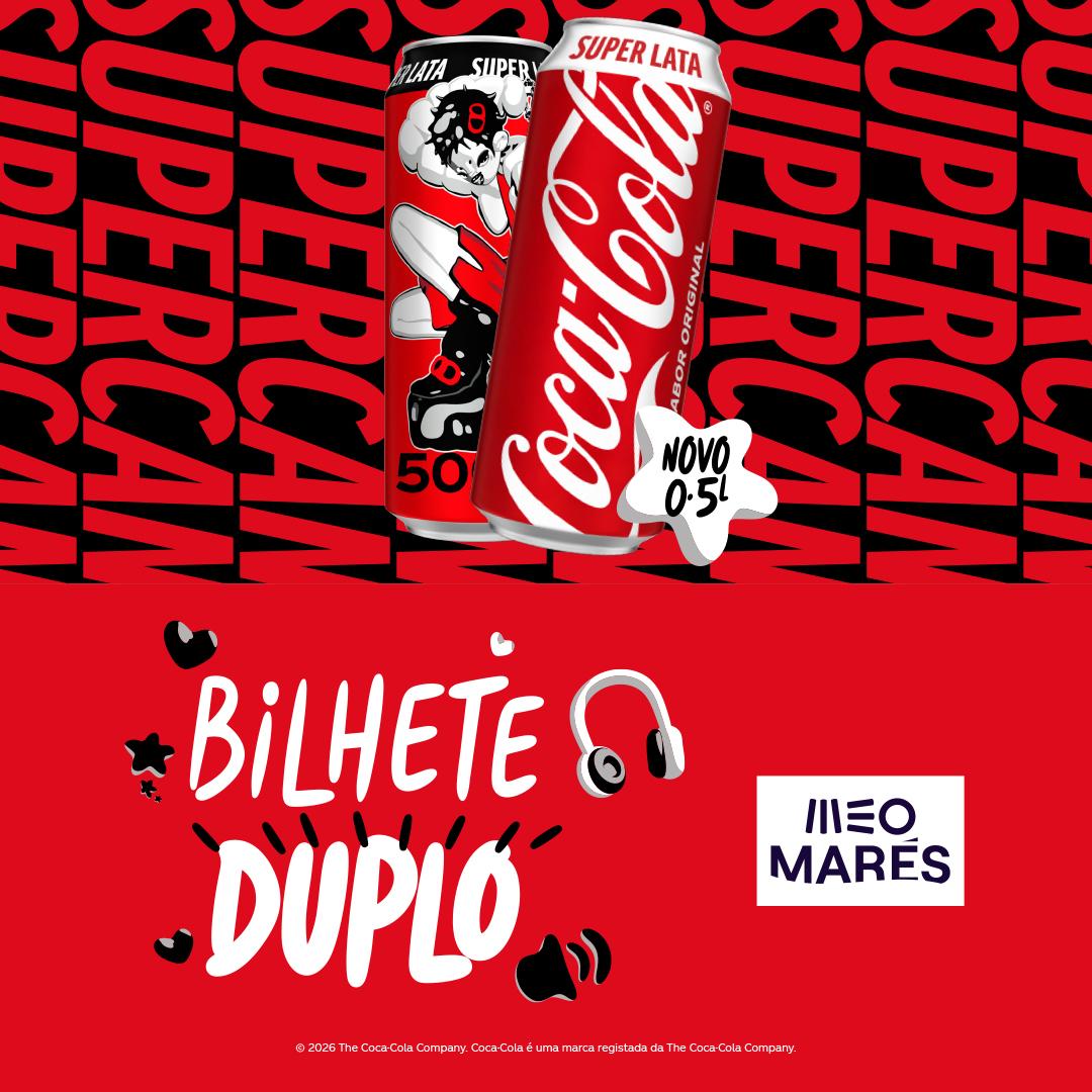 Promoção Coca‑Cola com Super Lata e Bilhete Duplo