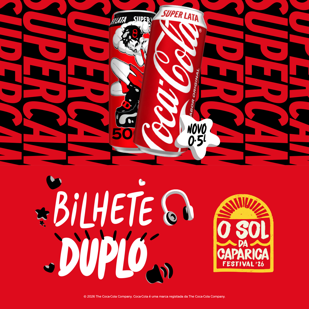 Promoção Coca‑Cola com Super Lata e Bilhete Duplo