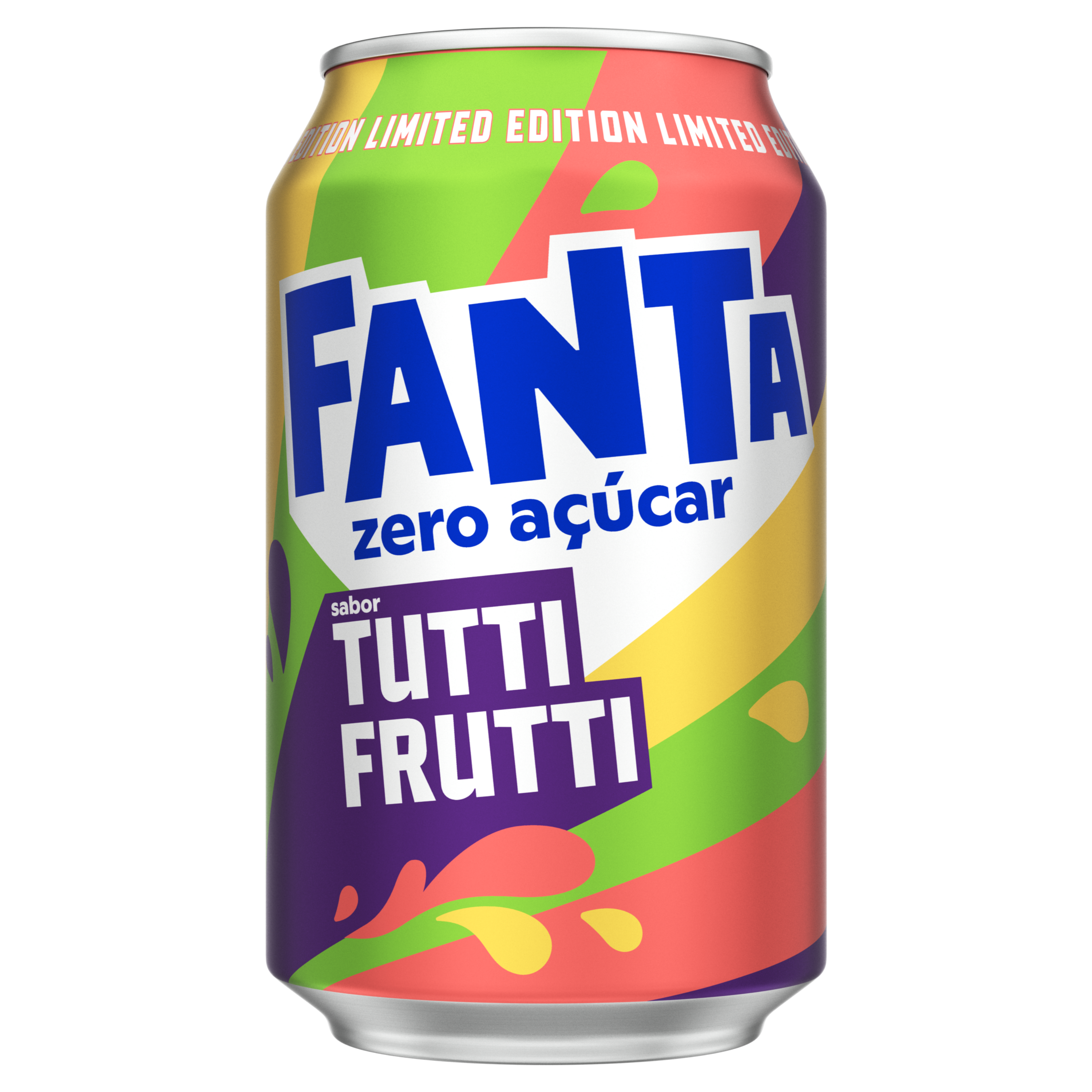 Uma lata de Fanta® Tutti-Frutti zero adição de açúcares