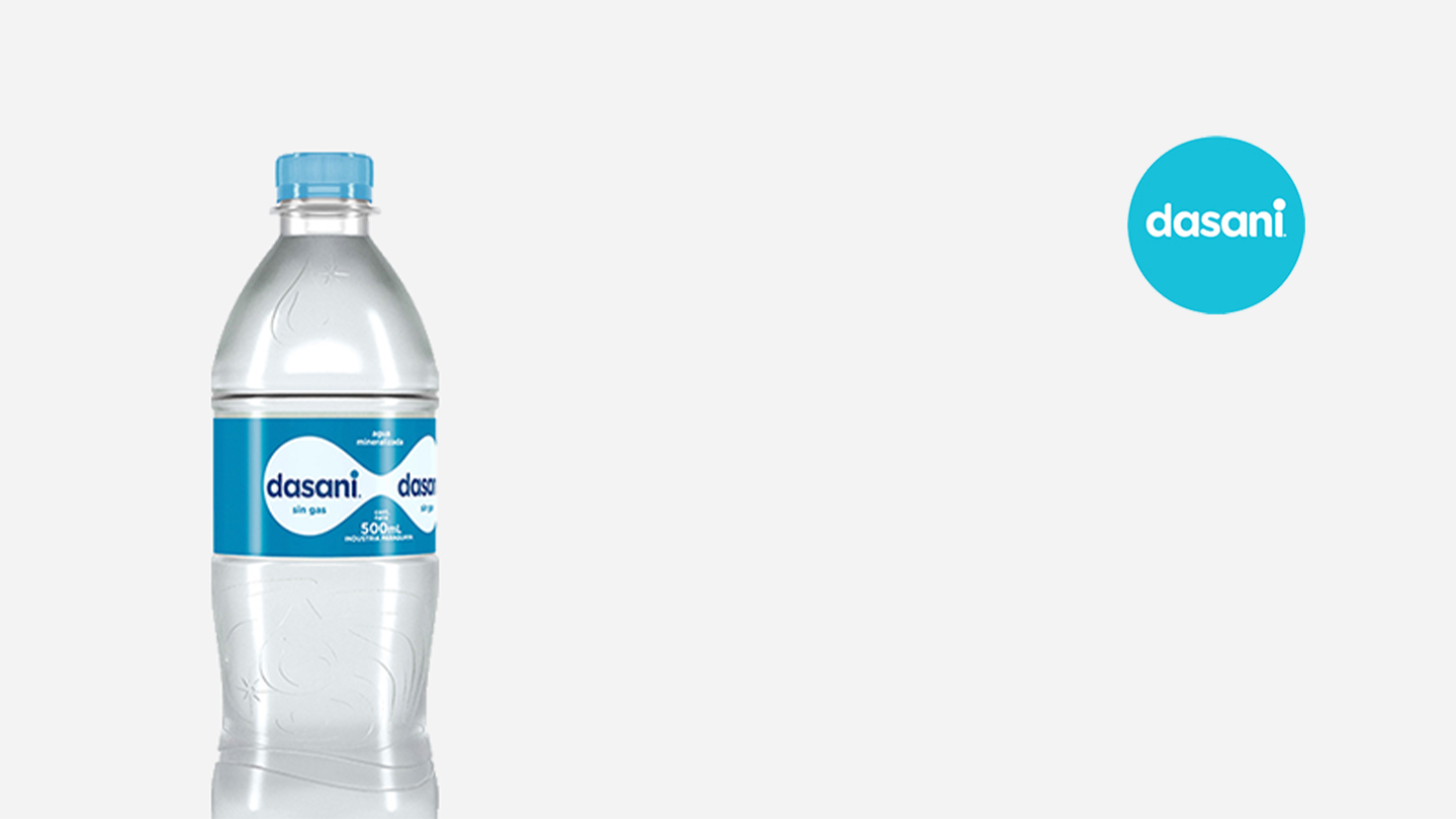 Botella y logo de Dasani