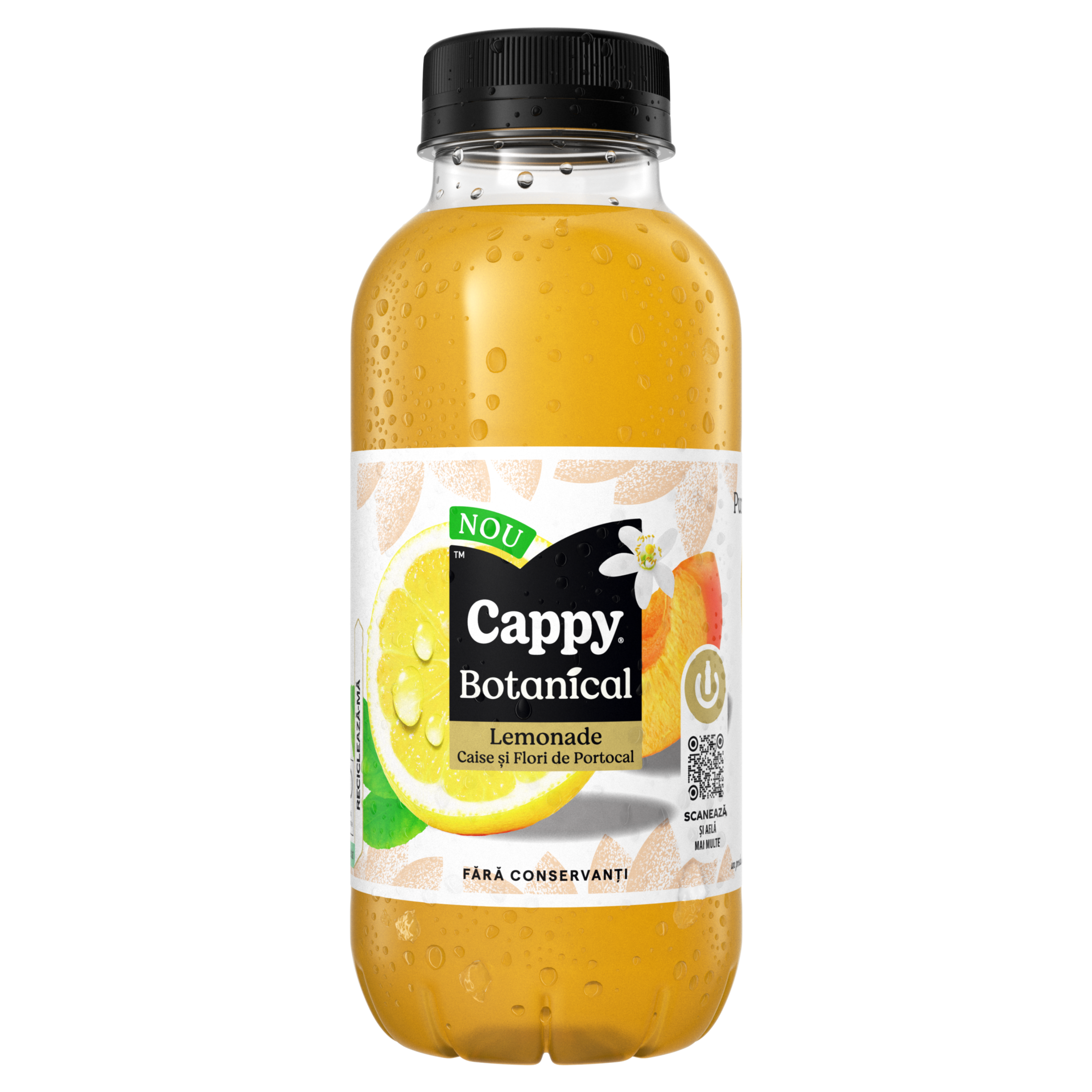 O sticlă de Cappy Lemonade cu caise