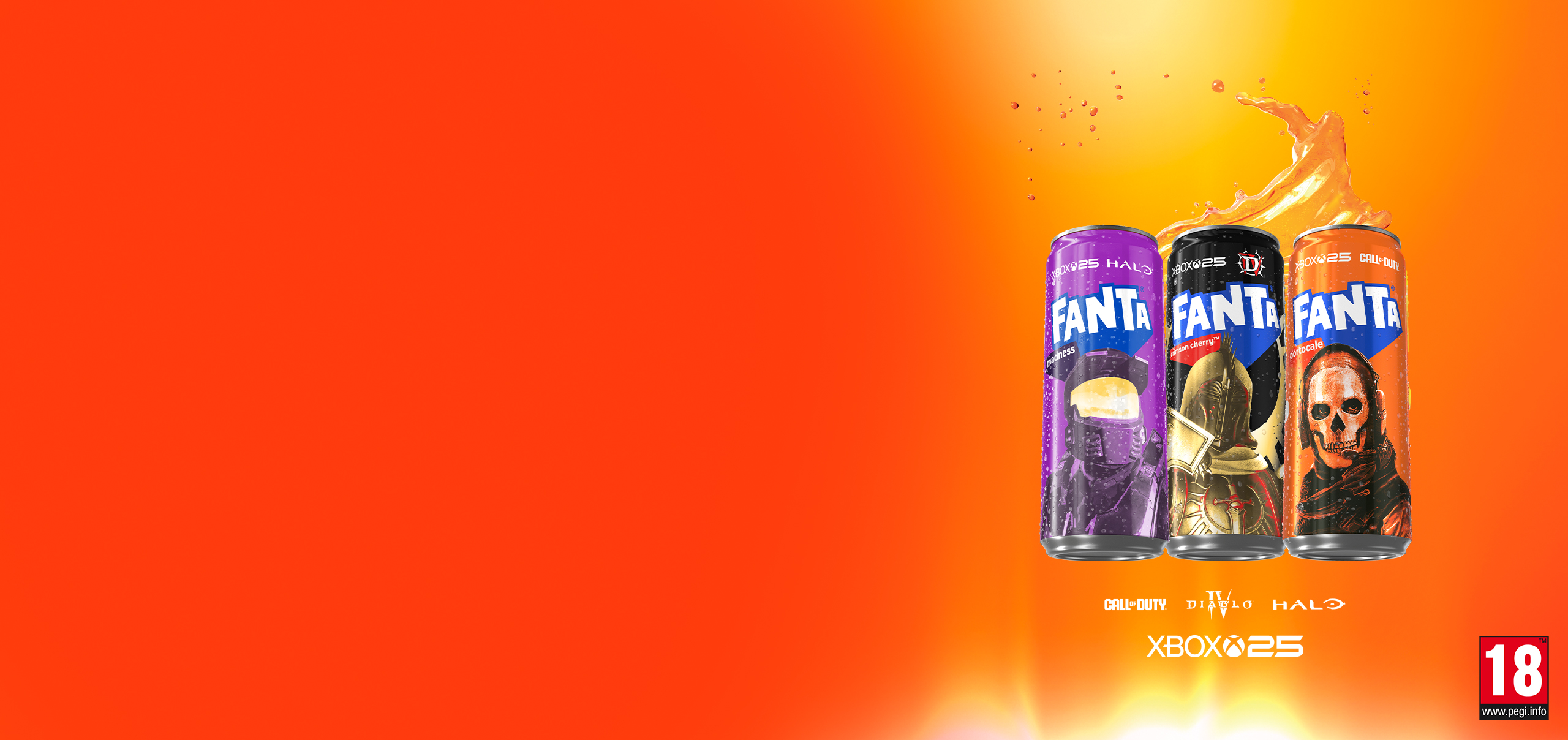 Vizual cu trei doze personalizate de Fanta, cu personaje din jocuri video