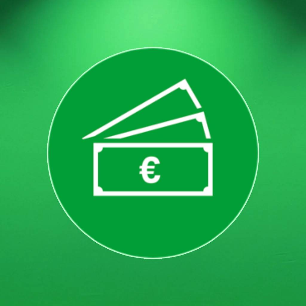 Un banner verde cu o pictogramă de bani