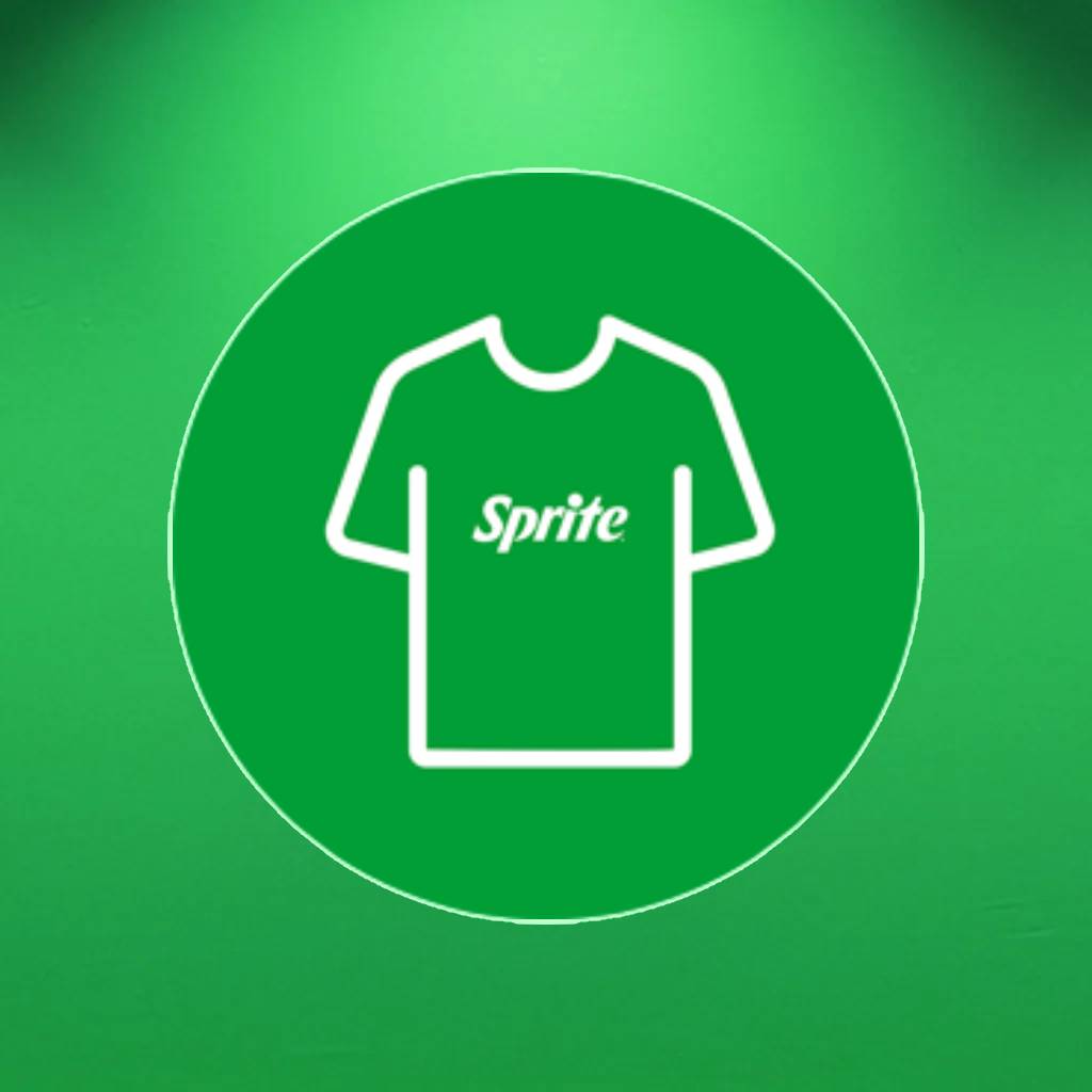 Un banner verde cu o pictogramă de tricou Sprite