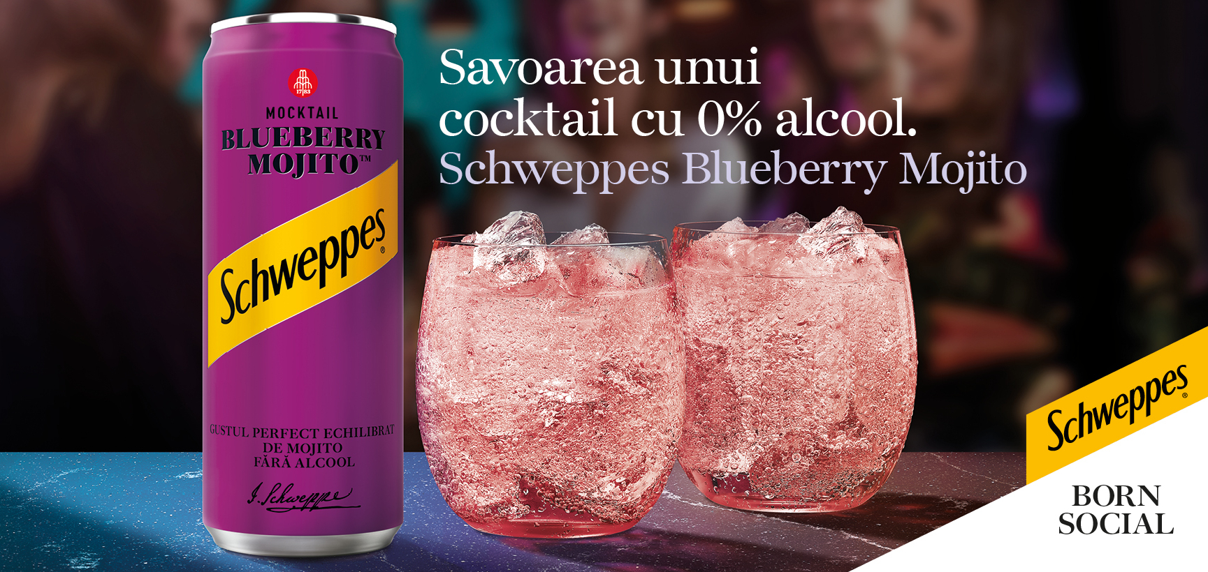 Savoarea unui cocktail cu 0% alcool. Schweppes Blueberry Mojito
