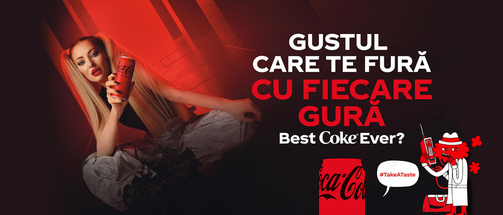 Banner-ul campaniei Coca Cola Zero Zahar x Delia - Gustul care te fura