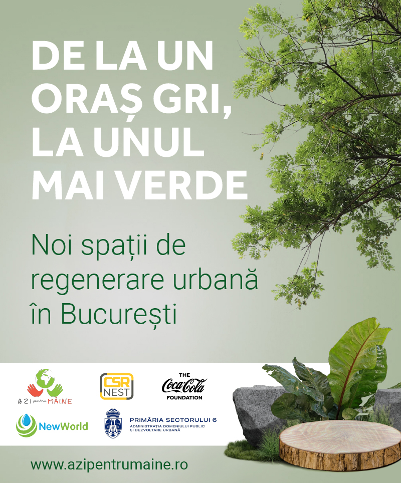 Panou al campaniei ACT TODAY FOR A GREENER TOMORROW: FROM A GREY CITY TO A GREENER ONE