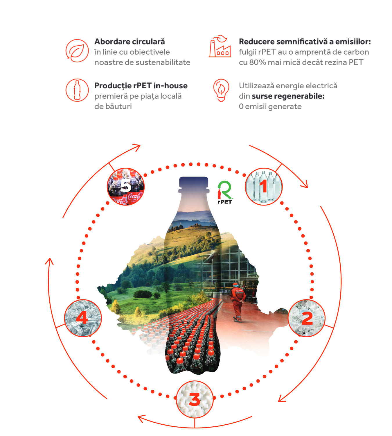 Infografic Coca-Cola Romania despre productia rPET
