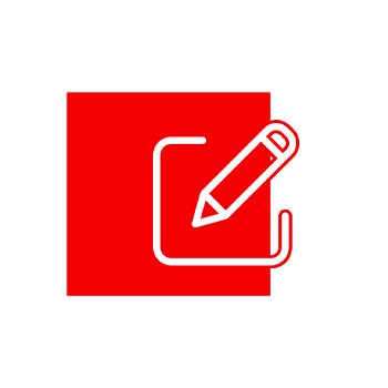 Reprezentare grafica a unui creion pe un fundal rosu