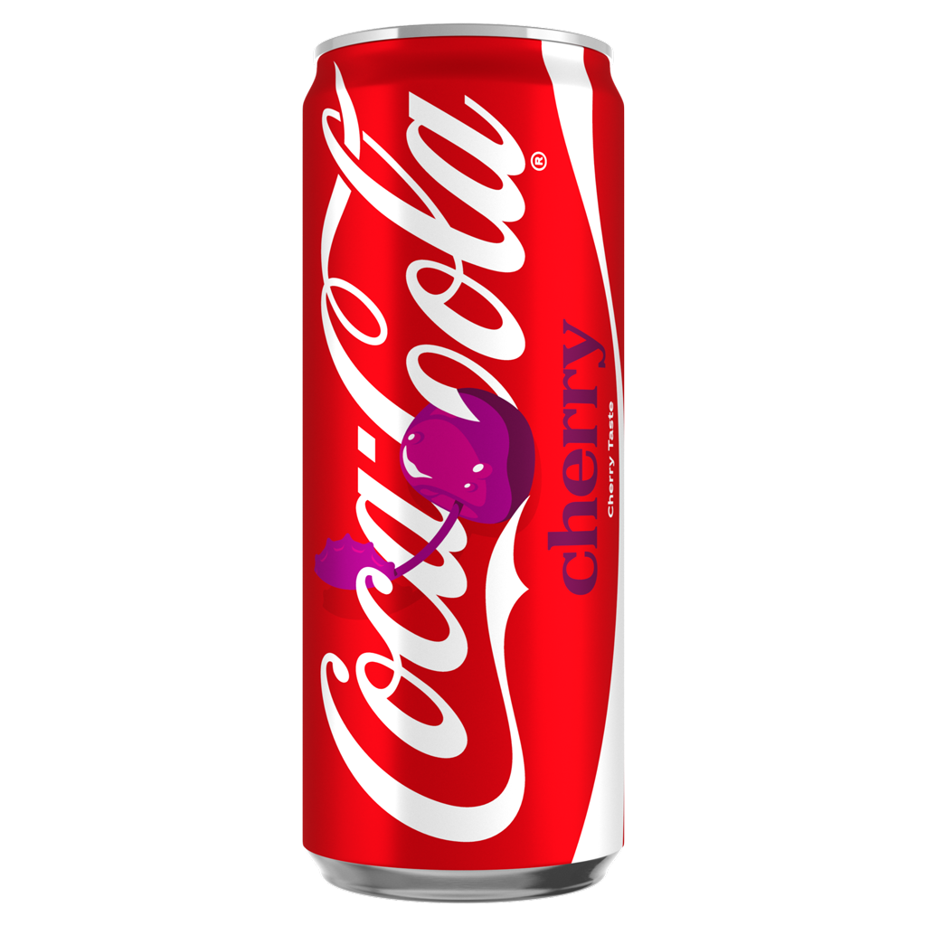 coca cola cherry konzerva sa belom pozadinom