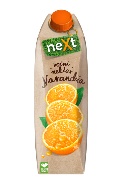 neXt narandža sok sa belom pozadinom