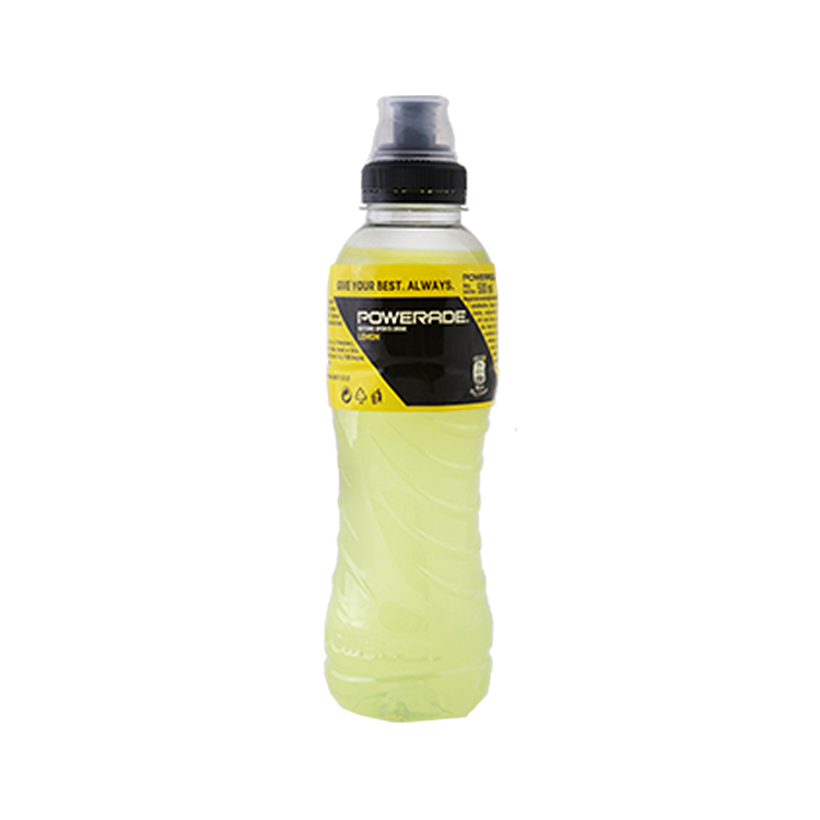 powerade lemon flašica sa belom pozadinom