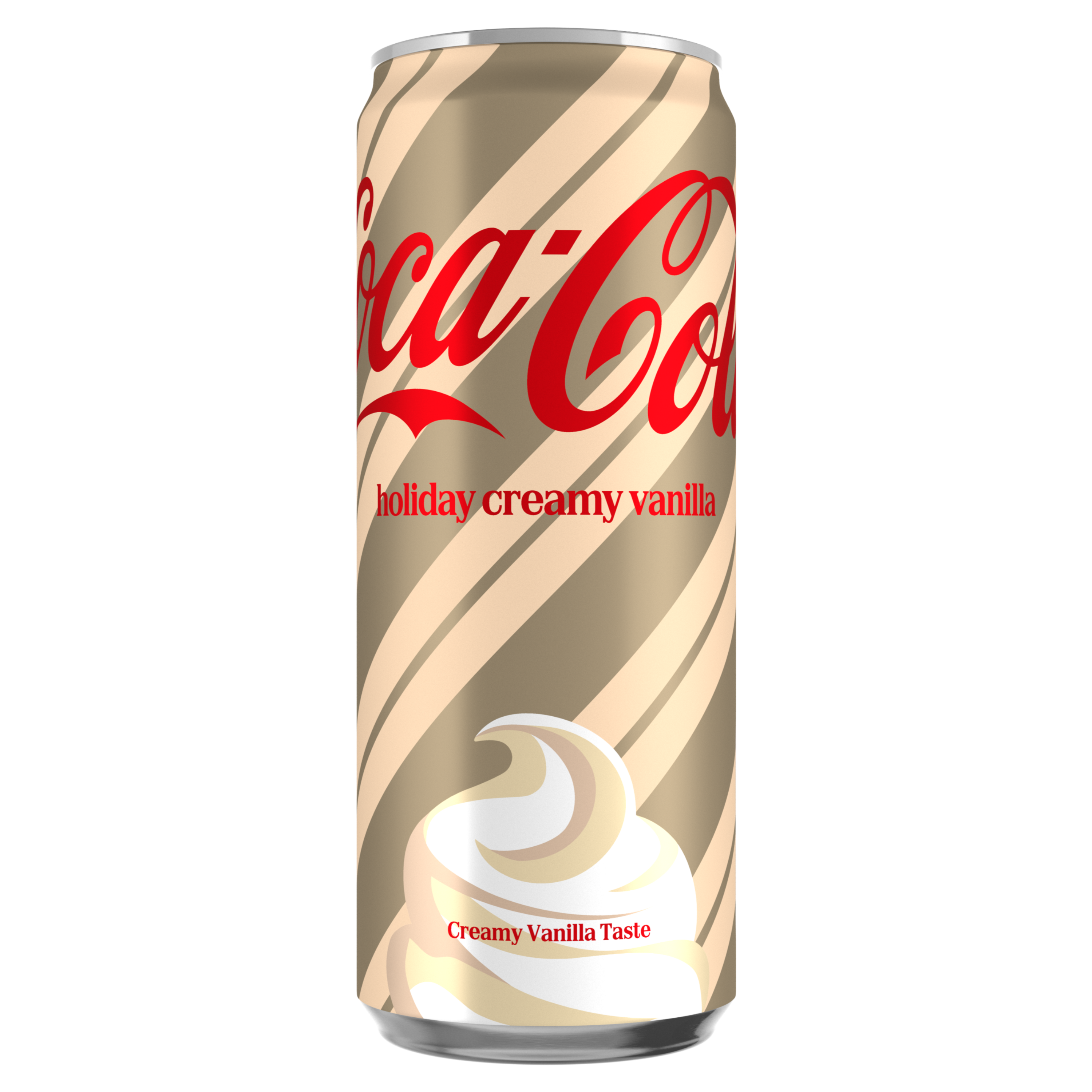 En läskburk med Coca-Cola Creamy Vanilla