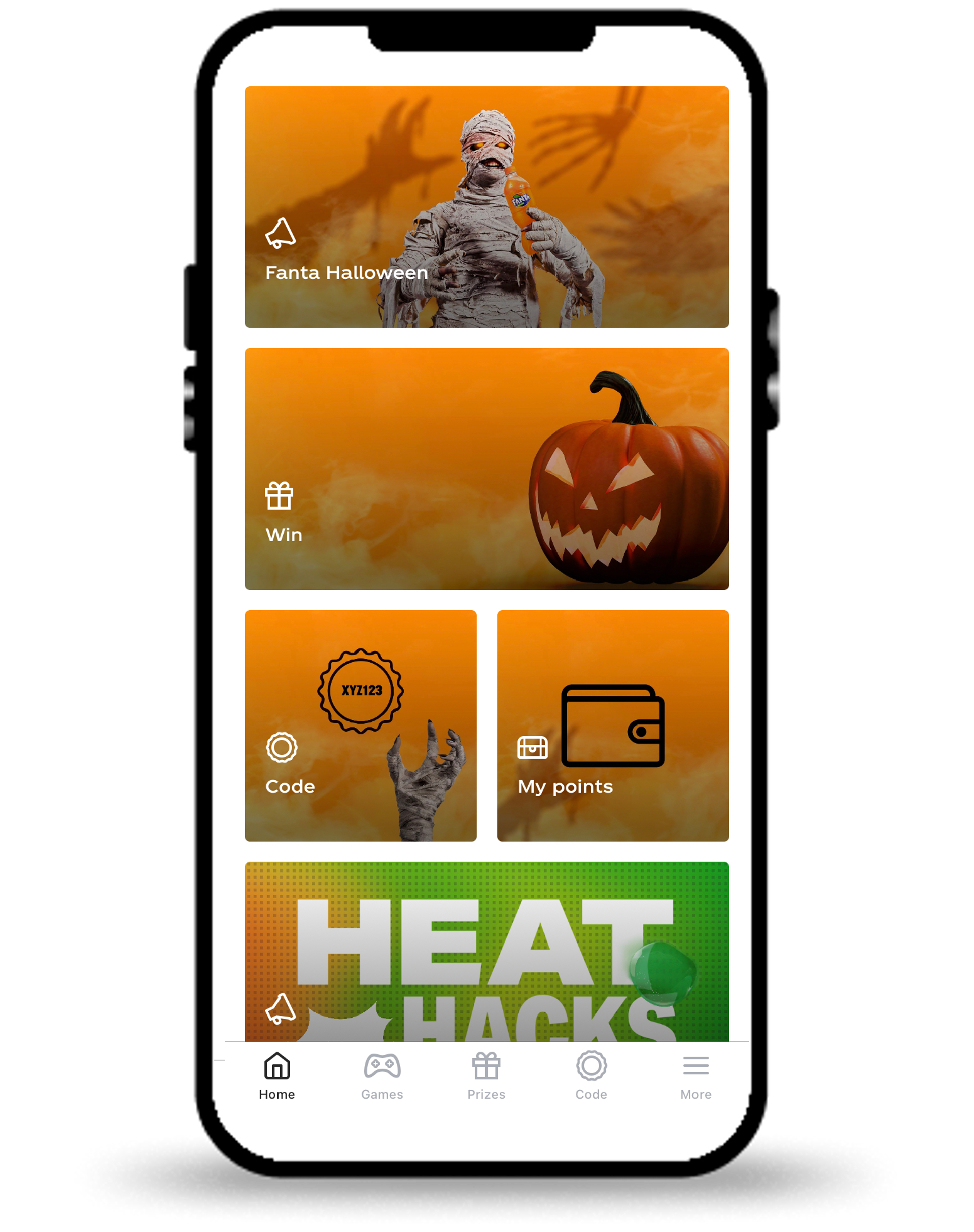 Image of a mobile phone to show that you need to download an app to play and  get prizes