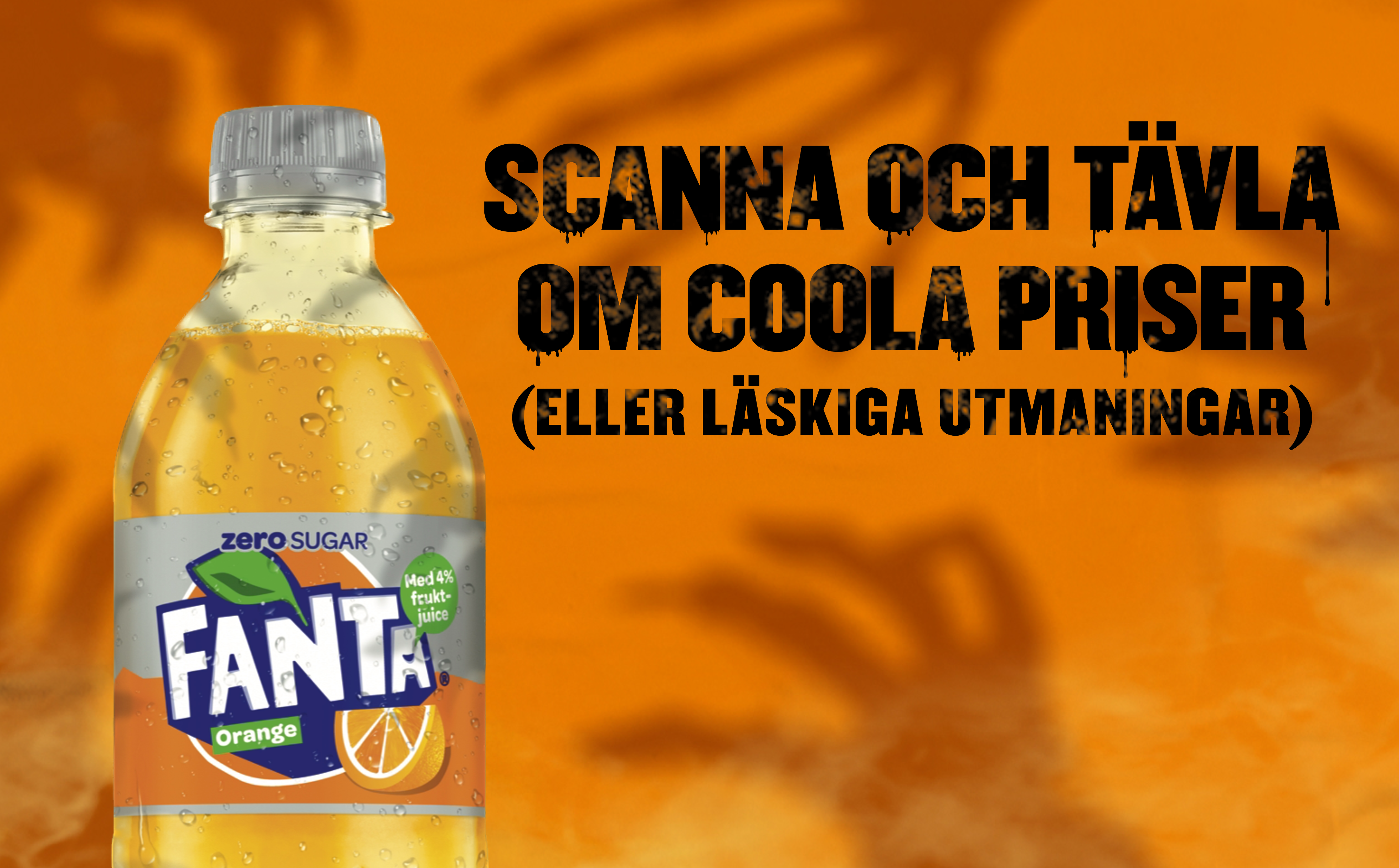 Bottle of Fanta with scary image and text to grab a Fanta to win epic tricks or treats