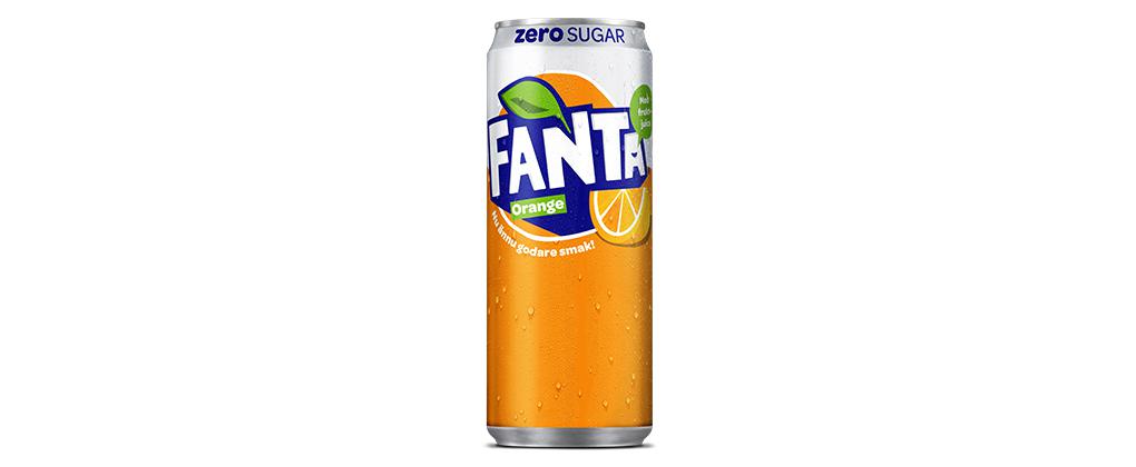 En läskburk med Fanta Orange Zero Sugar