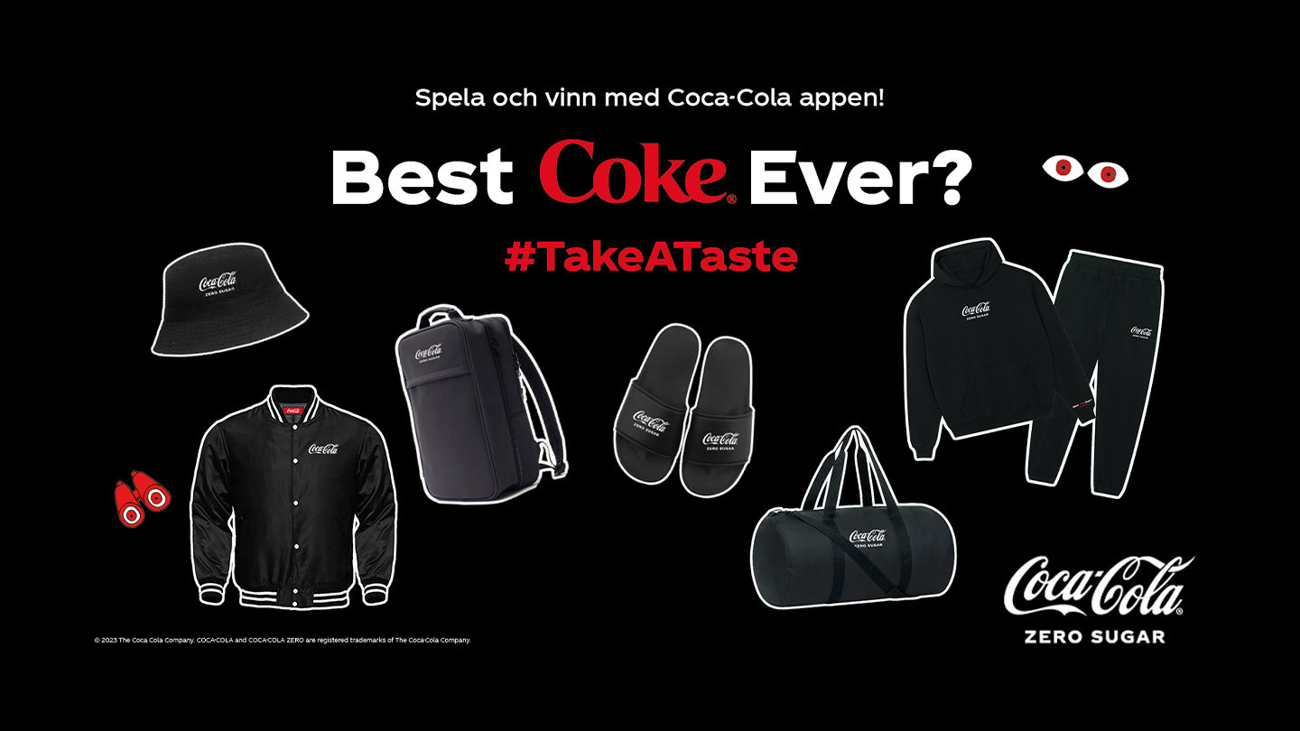 Snygg Coca‑Cola Zero-merch som du kan vinna i Coca-Cola appen