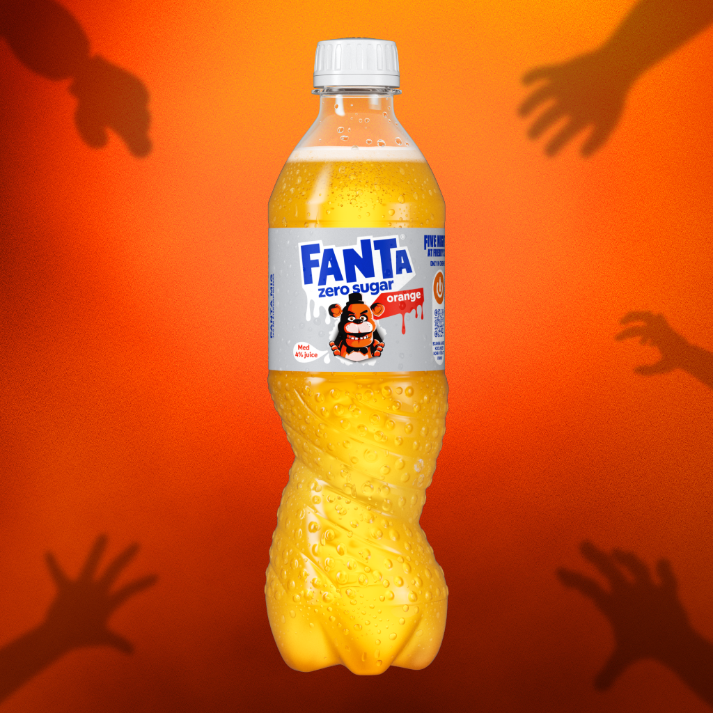 a can of Orange x Freddy FazBear fanta