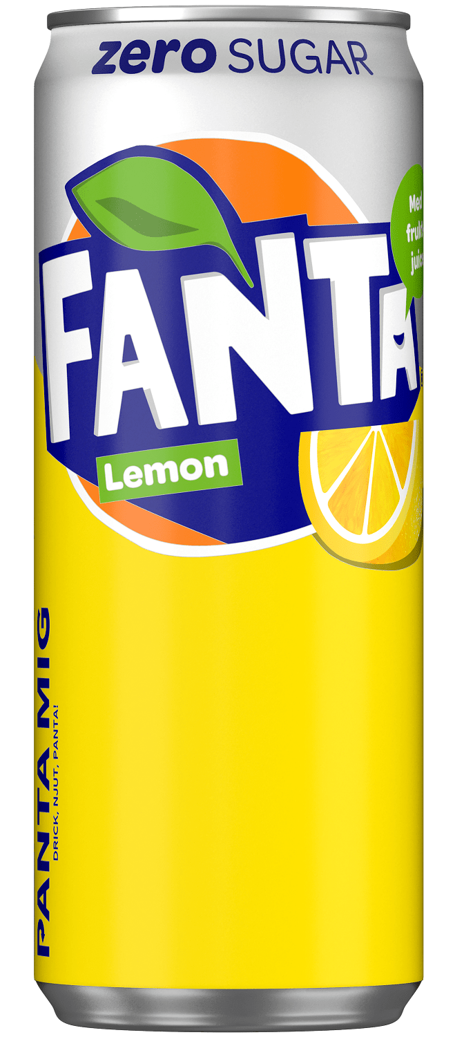 En läskburk med Fanta Lemon Zero Sugar