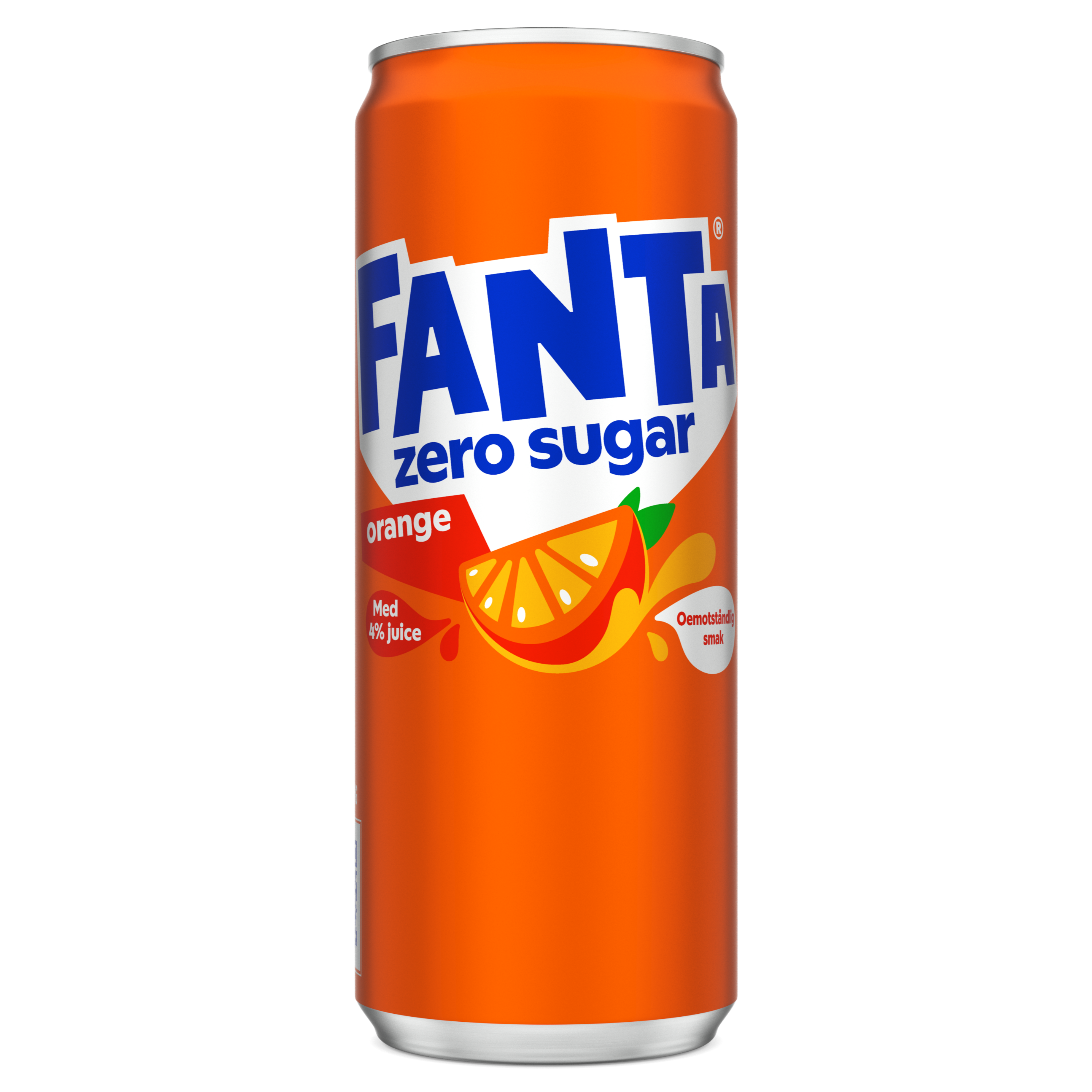 En läskburk med Fanta Orange Zero Sugar