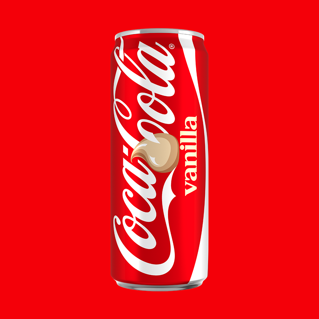 Coca-Cola Vanilla can on white background.