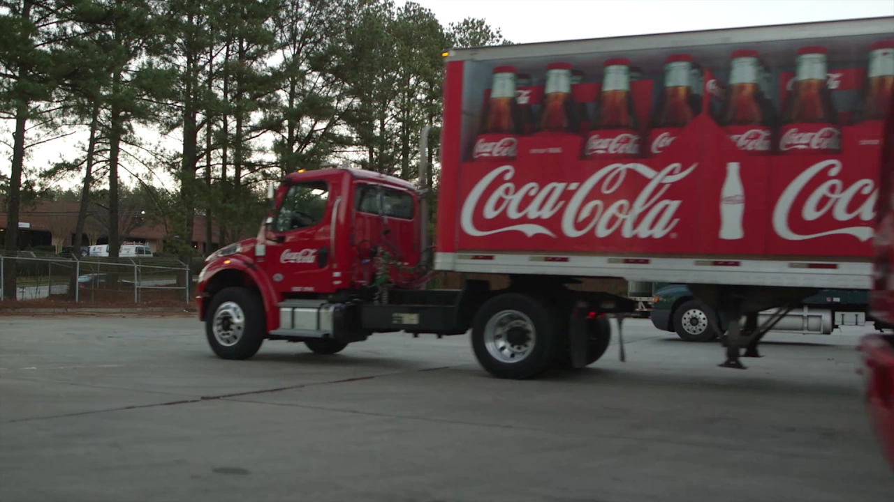 A Coca-Cola themed truck