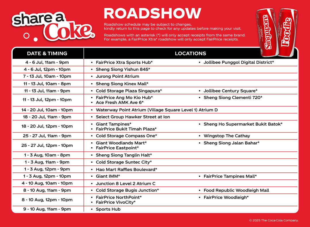 Coke25_SG_SAC_Roadshow_Jul Schedule