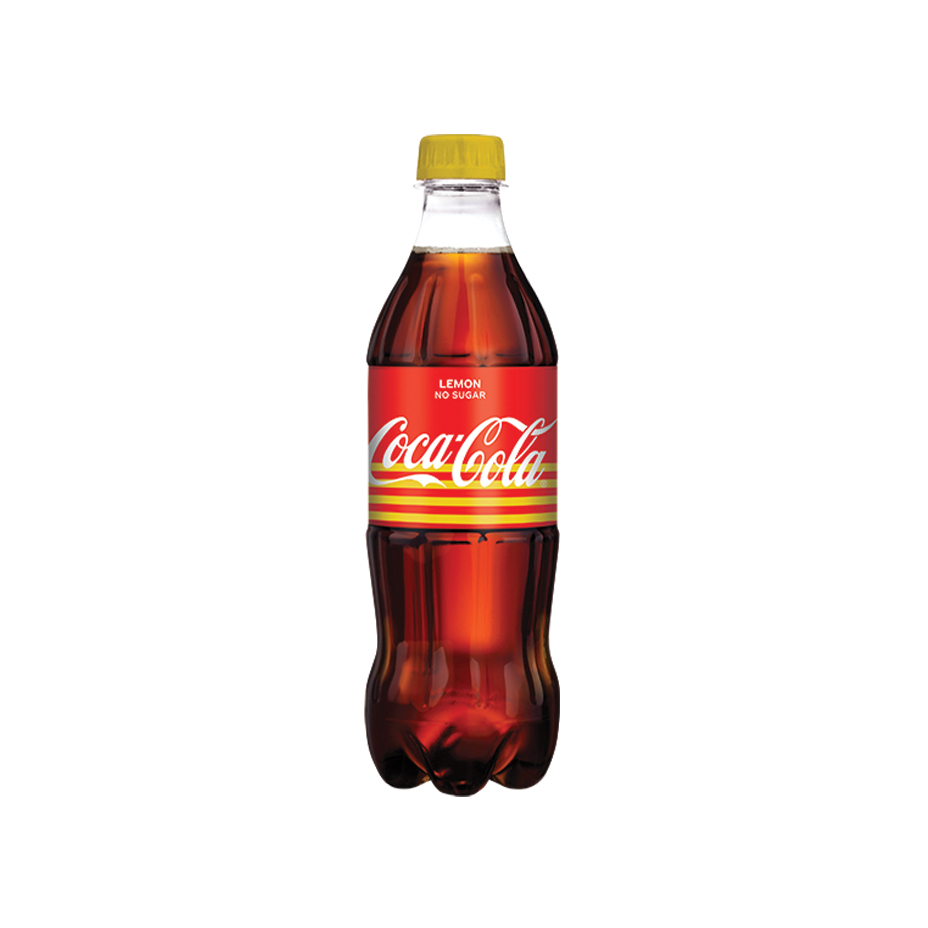 Posamezna plastenka Coca-Cole z okusom limone in brez sladkorja