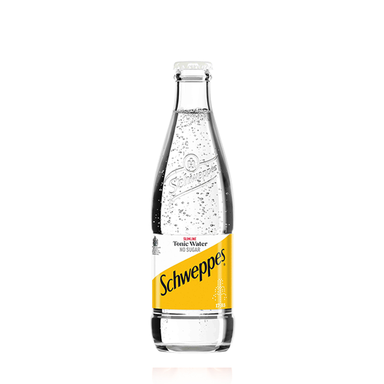 Posamična steklenica Schweppes Slimline Tonic Water.