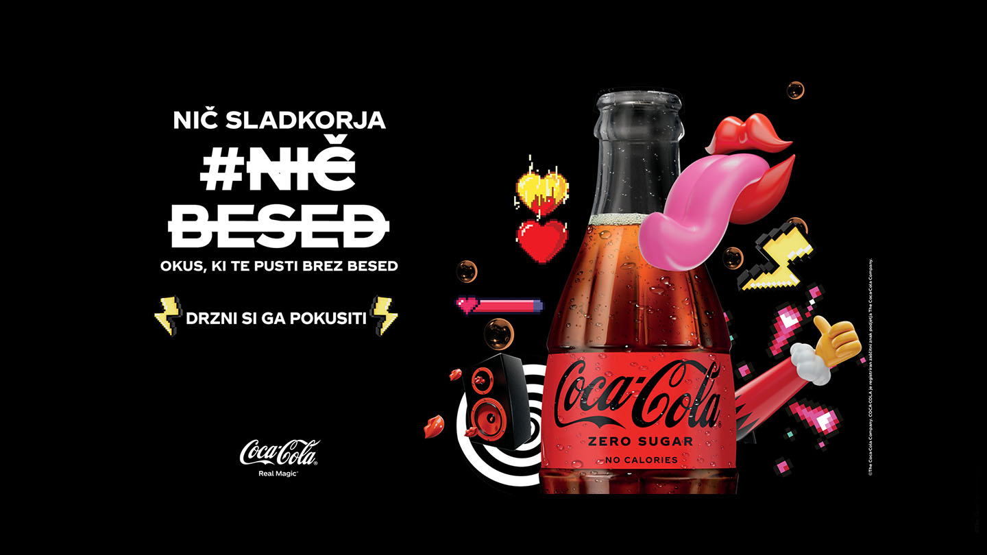 Steklenička, ki vsebuje Coca-Colo brez sladkorja in nič kofeina.