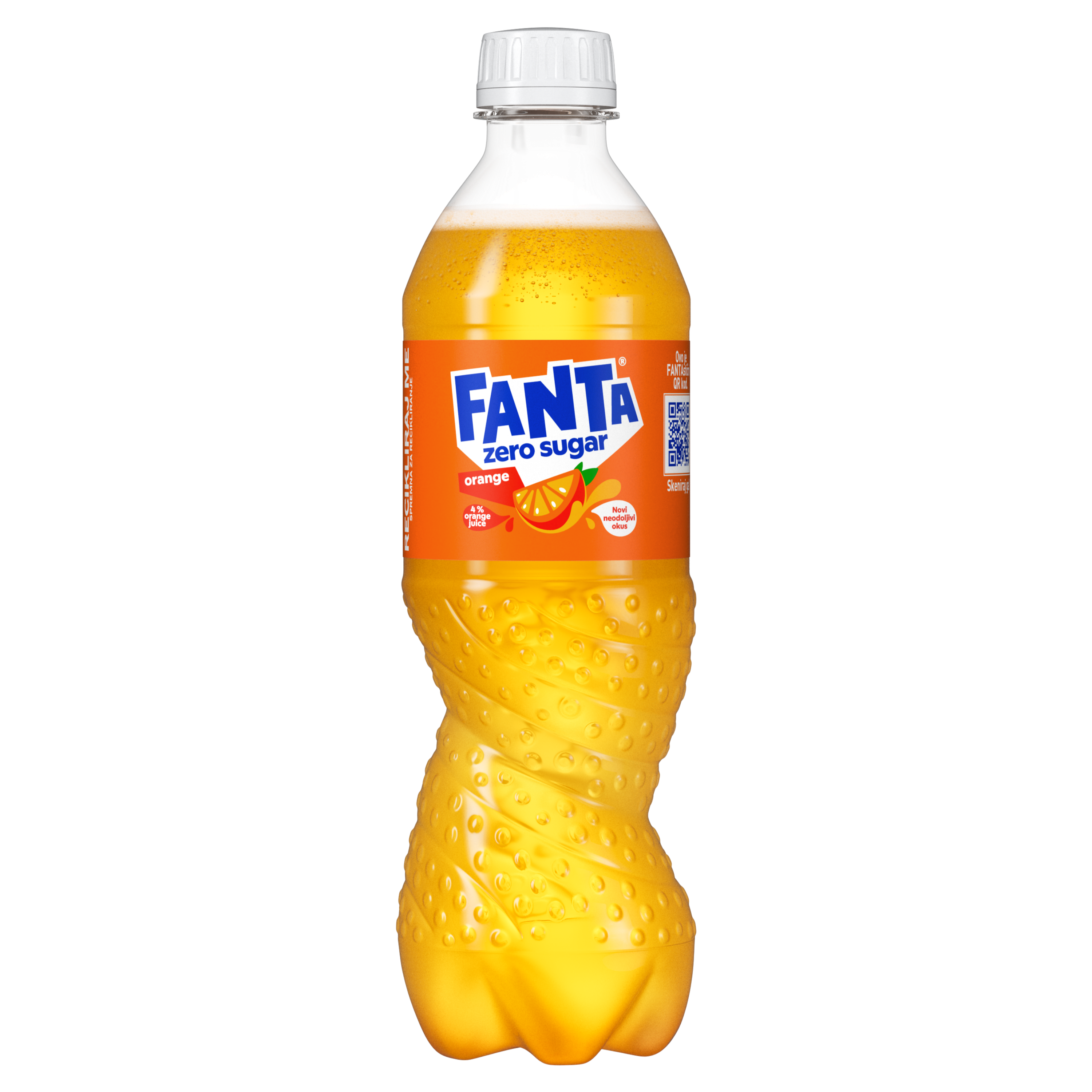 Posamična plastenka Fanta okusa pomaranče brez dodanega sladkorja.