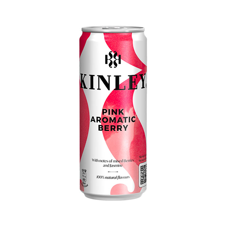 Kinley Pink Aromatická bobuľová voda v plechovke