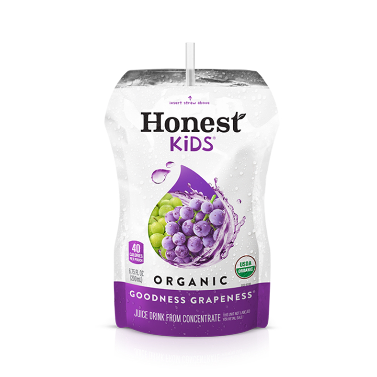 Honest Kids Goodness Grapeness Pouches, 6.75 fl oz, 8 Pack