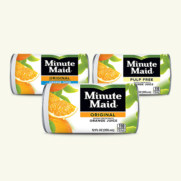 Three different cans of Minute Maid Frozen
