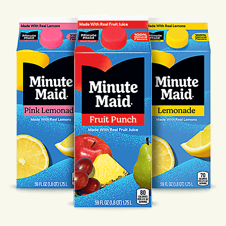 Three different cartons of Minute Maid Lemonades & Fruit Drinks