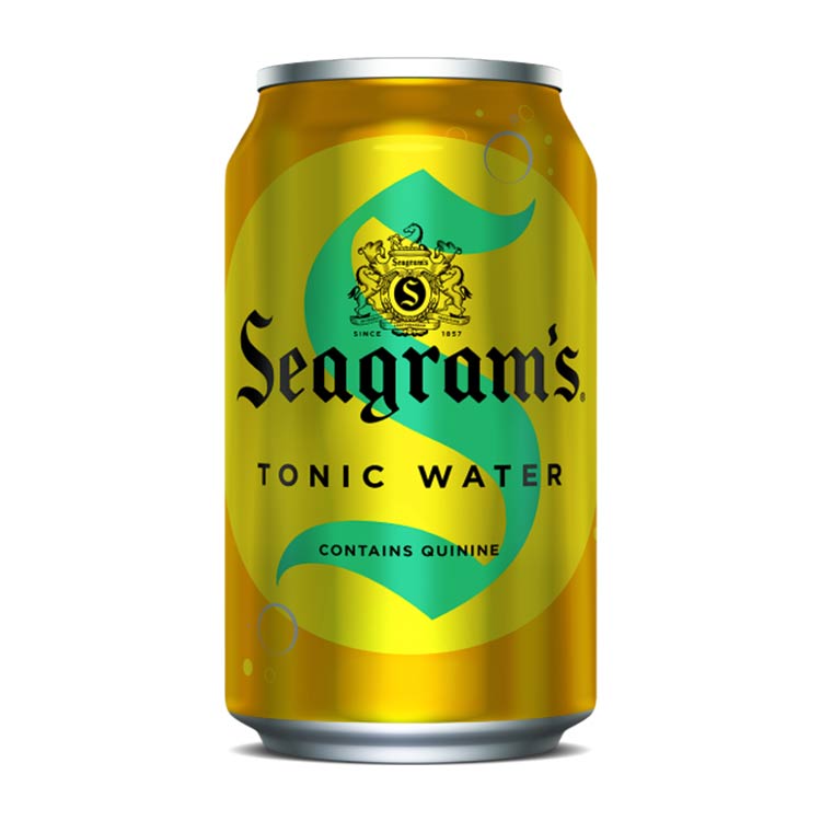 Seagrams Tonic can on a white background