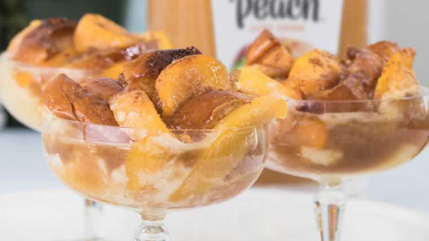 Peachy Bread Pudding with Rum Sauce Recipe